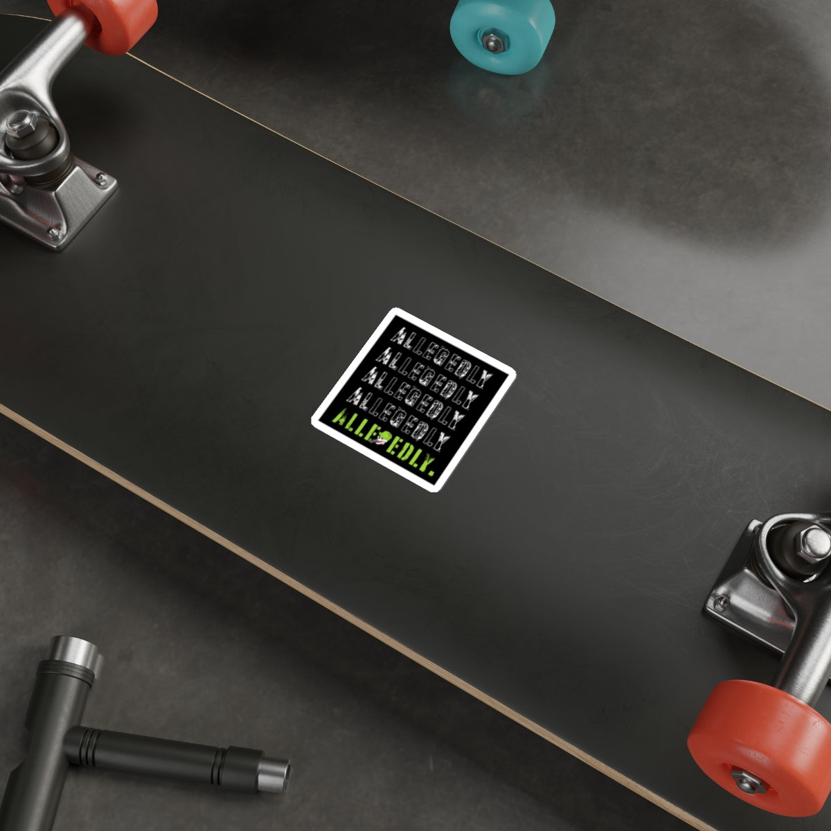 Alledgedly Repeated Logo Die-Cut Sticker — Grunge Black & Neon Green