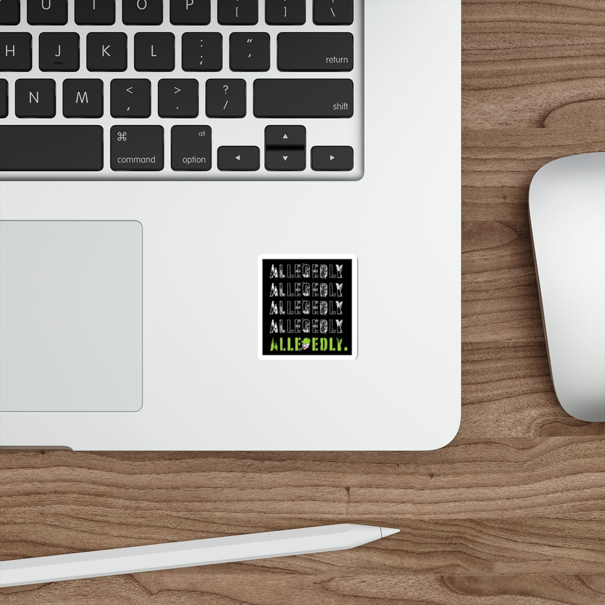 Alledgedly Repeated Logo Die-Cut Sticker — Grunge Black & Neon Green