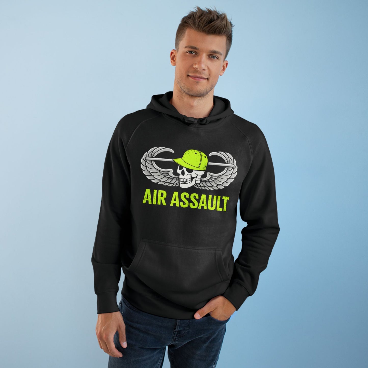 Air Assault Hoodie — Military Paratrooper Wings Skull Design