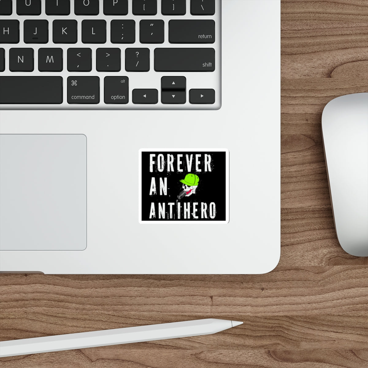 Forever An Antihero Die-Cut Sticker — Skull with Green Helmet