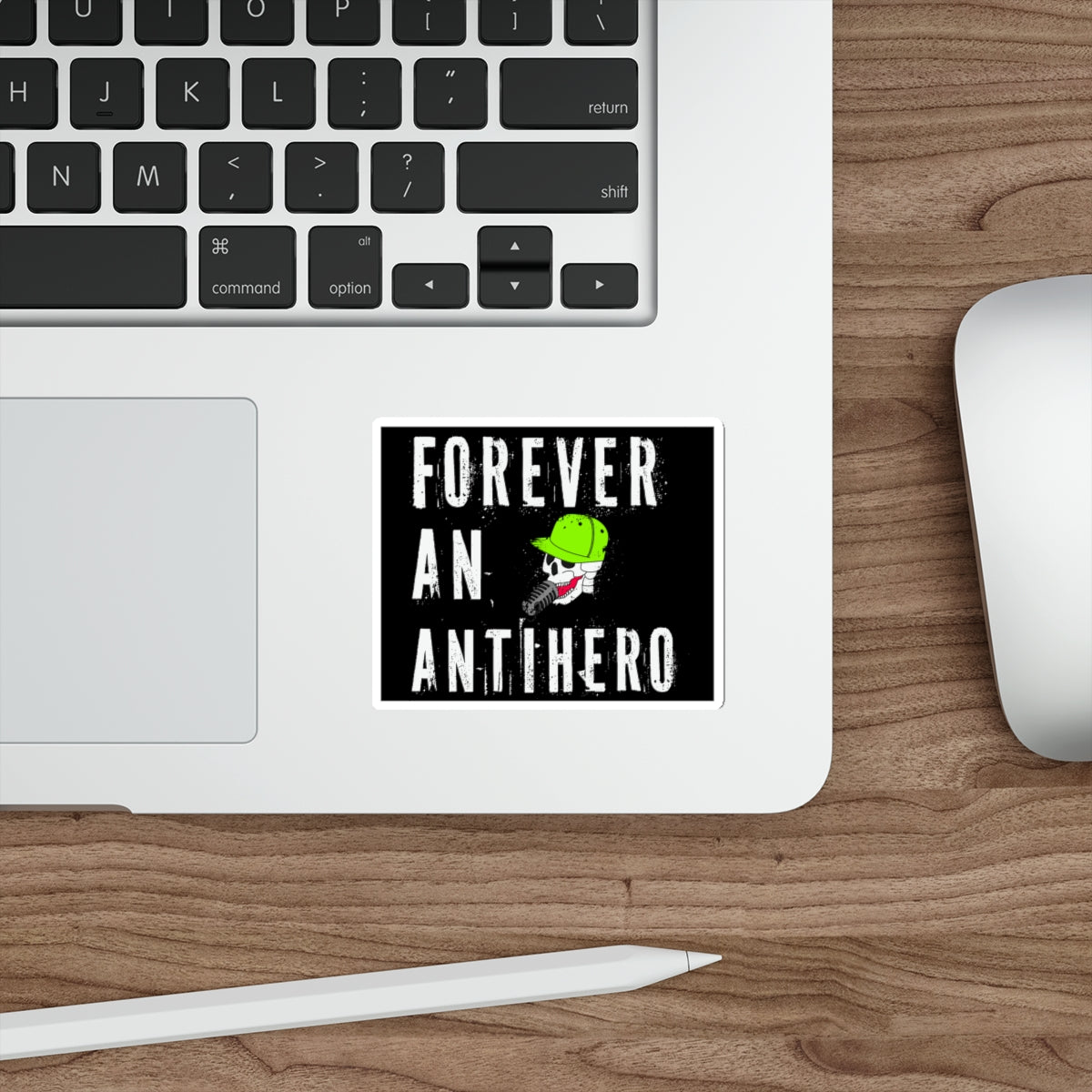 Forever An Antihero Die-Cut Sticker — Skull with Green Helmet
