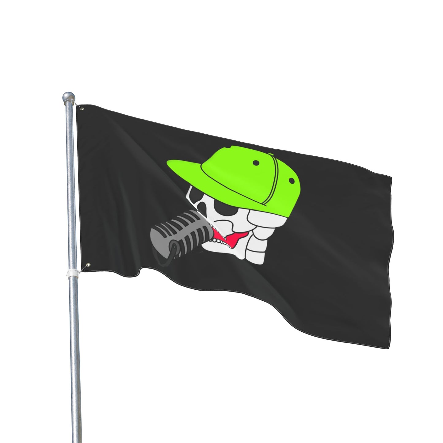 Anti Hero Logo Flag — Double-Sided Black Outdoor Banner with Neon Green Cap