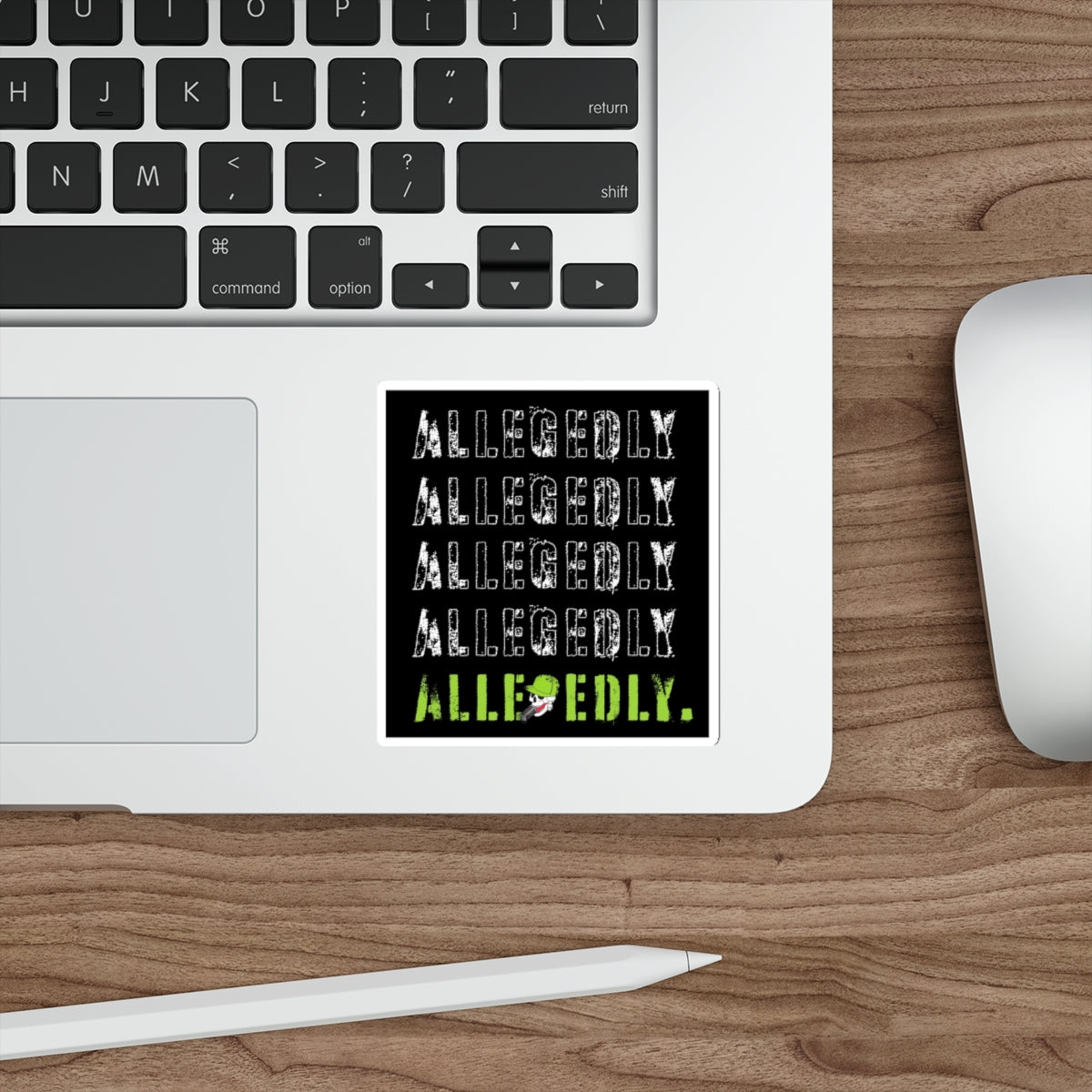 Alledgedly Repeated Logo Die-Cut Sticker — Grunge Black & Neon Green