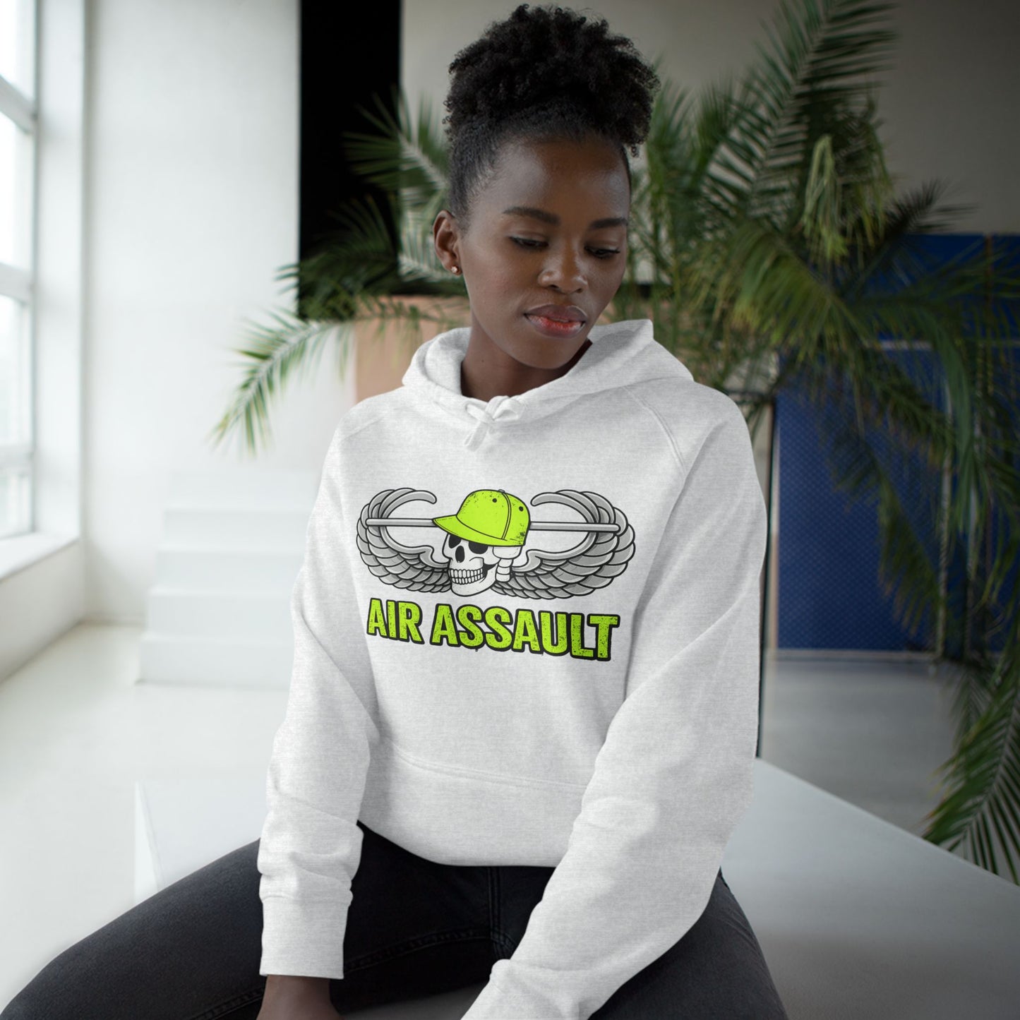 Air Assault Hoodie — Military Paratrooper Wings Skull Design