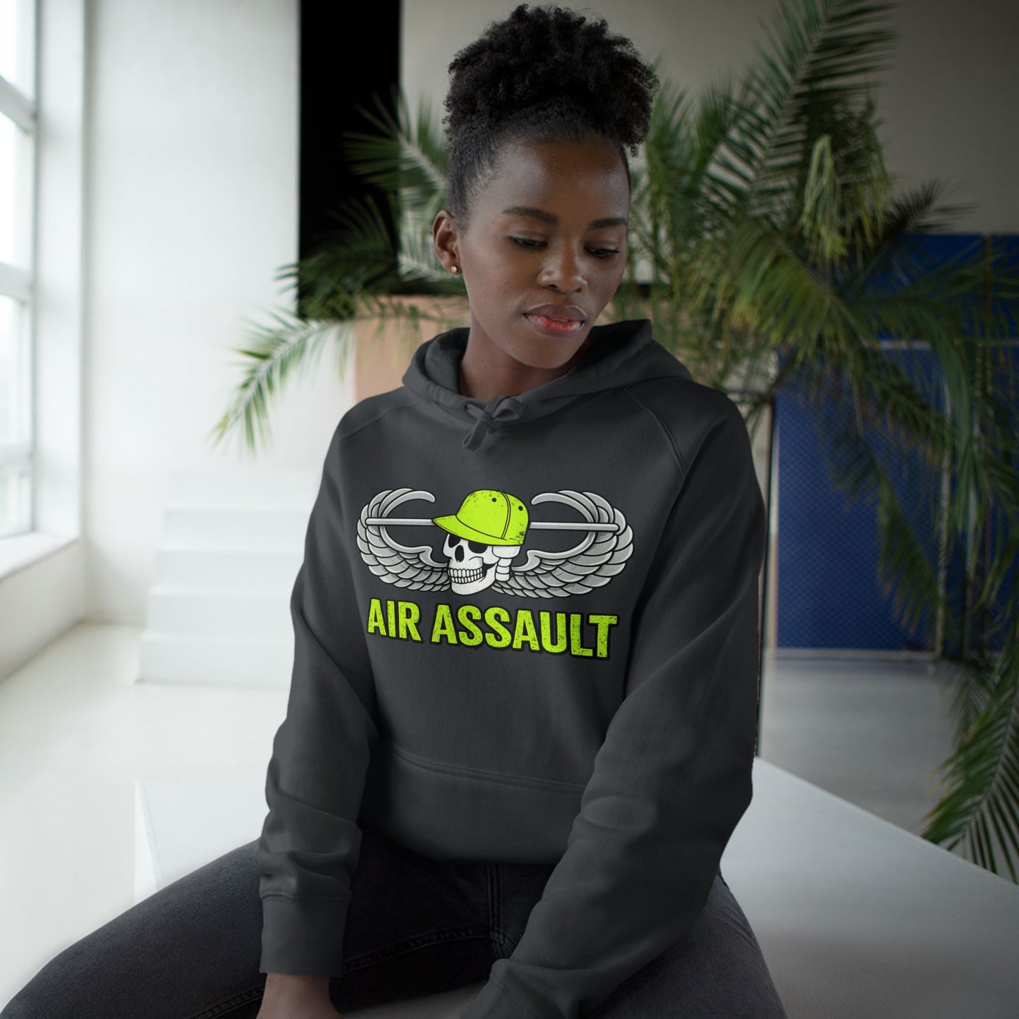 Air Assault Hoodie — Military Paratrooper Wings Skull Design