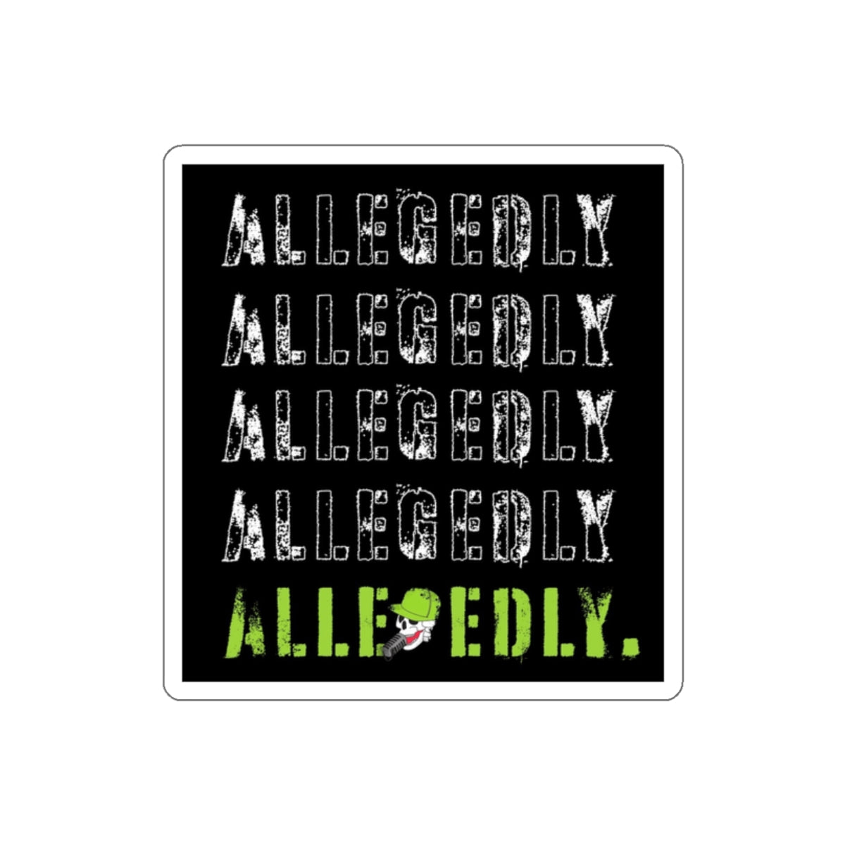 Alledgedly Repeated Logo Die-Cut Sticker — Grunge Black & Neon Green