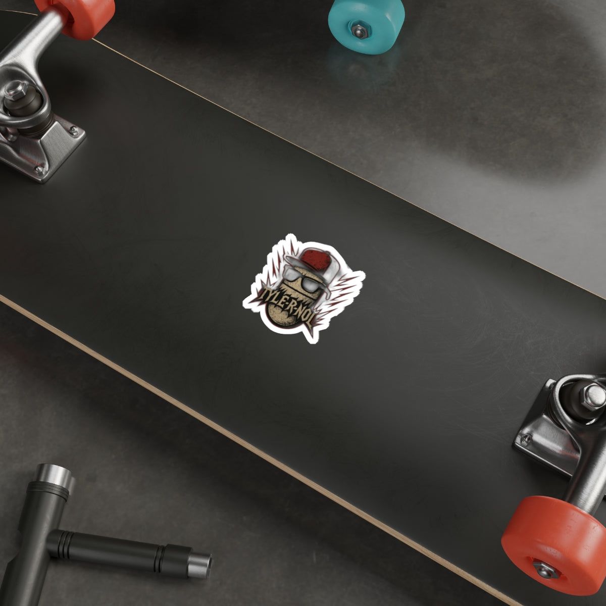 Die-Cut Sticker — Retro Skull with Cap & Sunglasses (Tyler Nol)