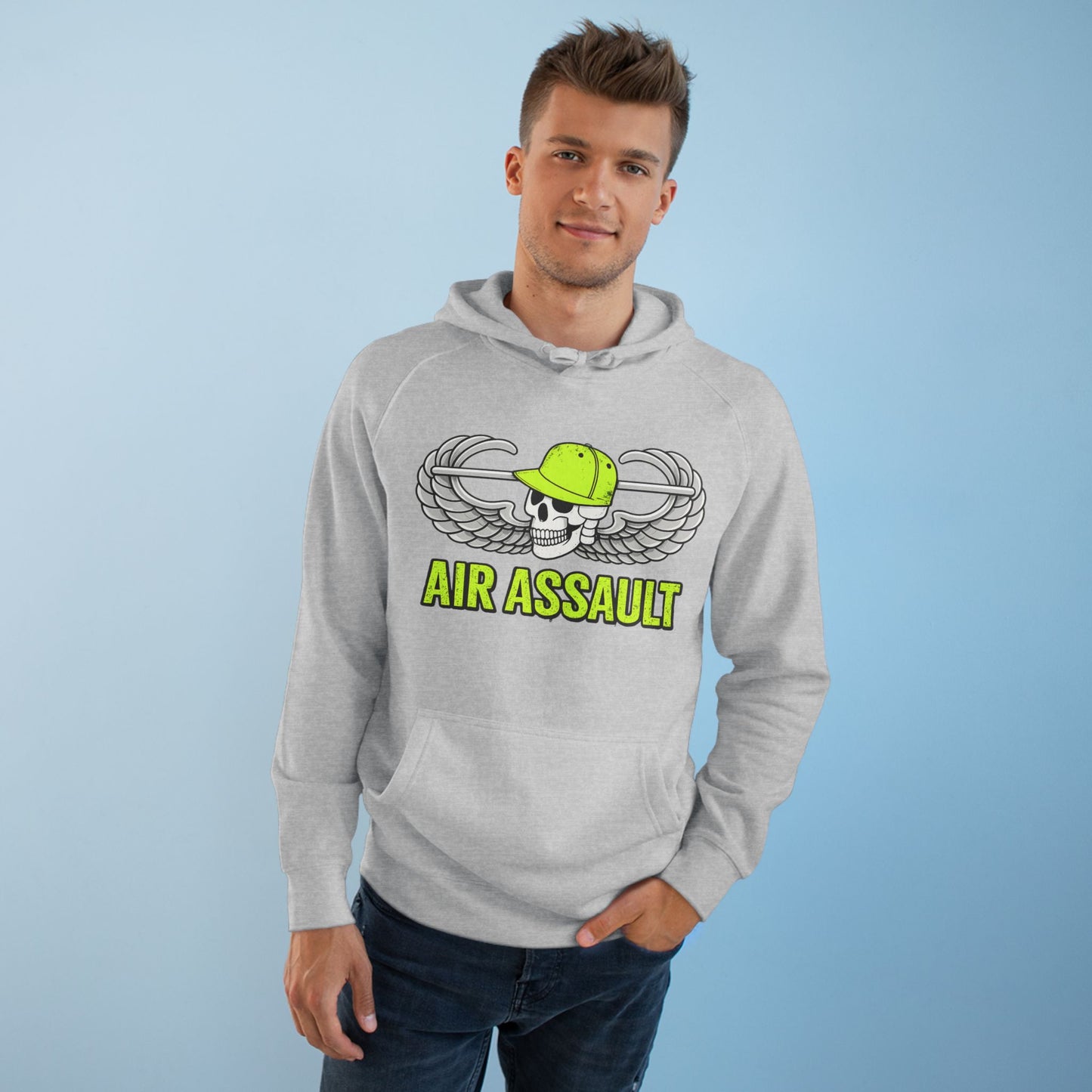 Air Assault Hoodie — Military Paratrooper Wings Skull Design