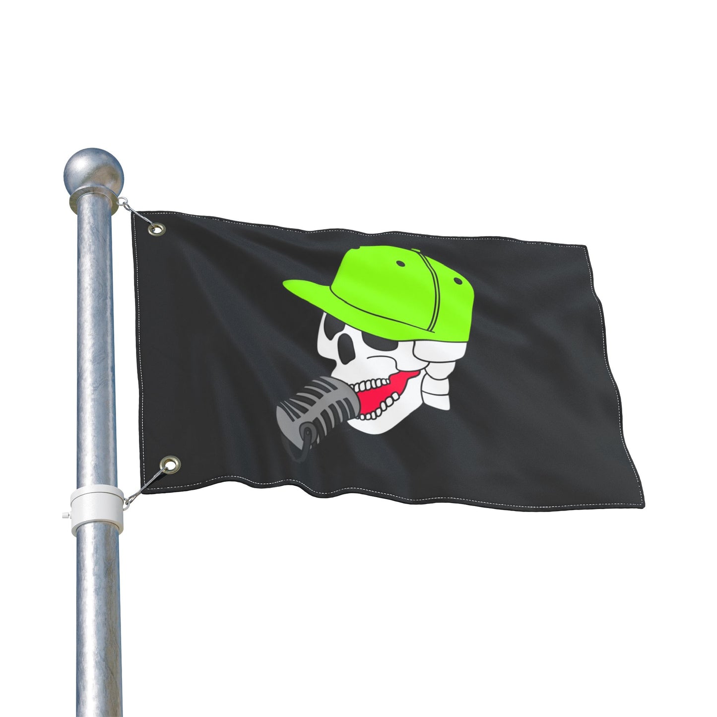 Anti Hero Logo Flag — Double-Sided Black Outdoor Banner with Neon Green Cap