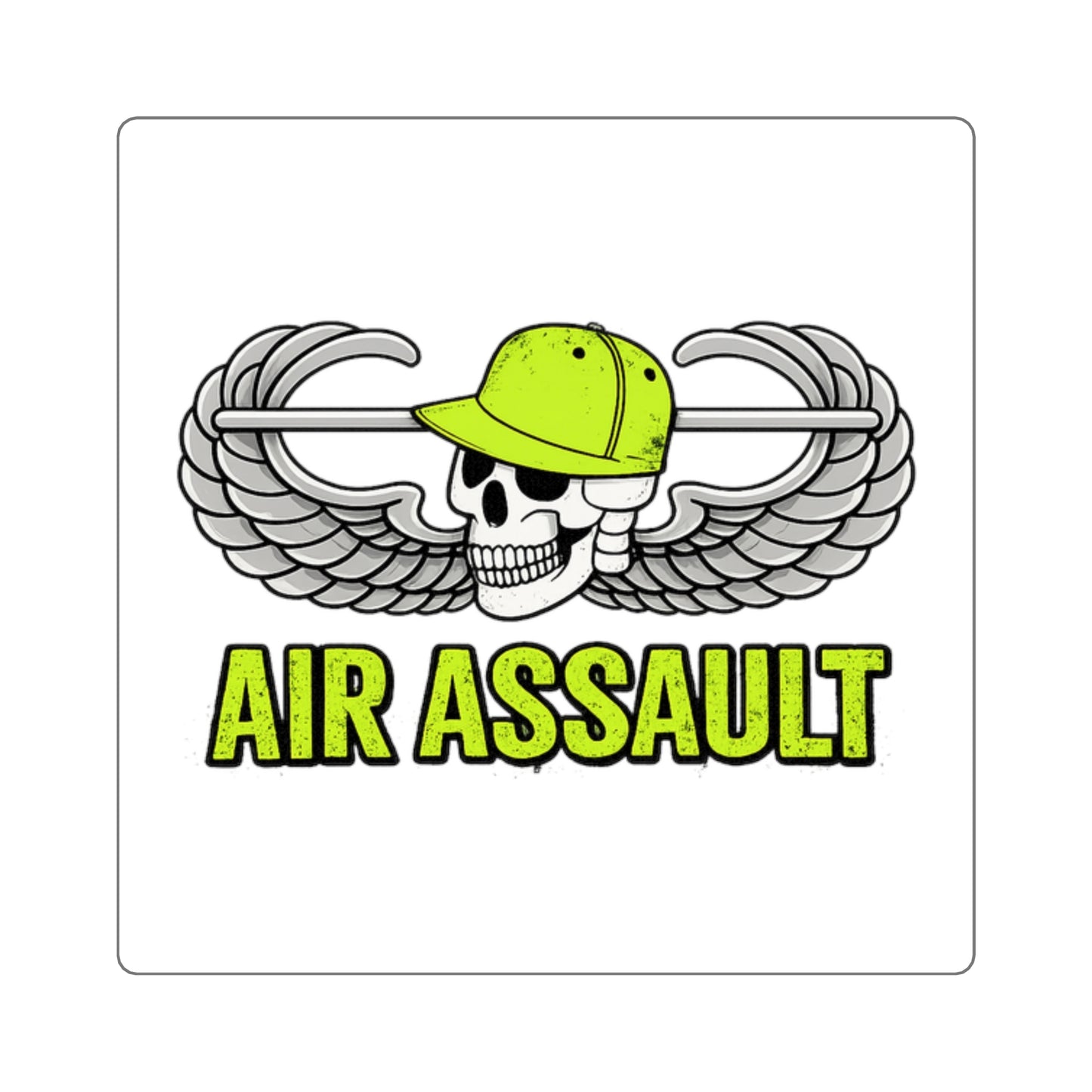 Air Assault Skull Wings Square Sticker — Military Paratrooper Decal
