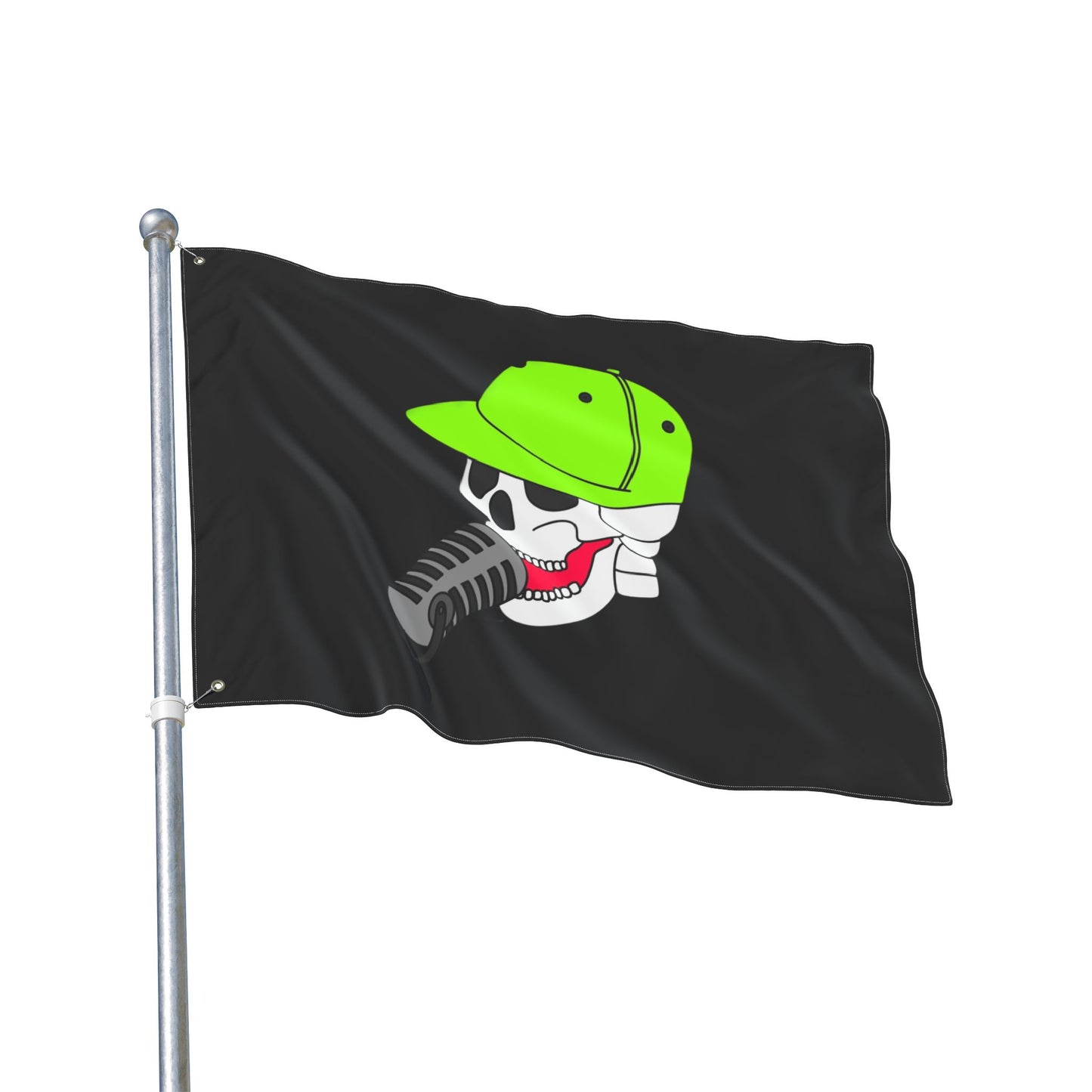 Anti Hero Logo Flag — Double-Sided Black Outdoor Banner with Neon Green Cap