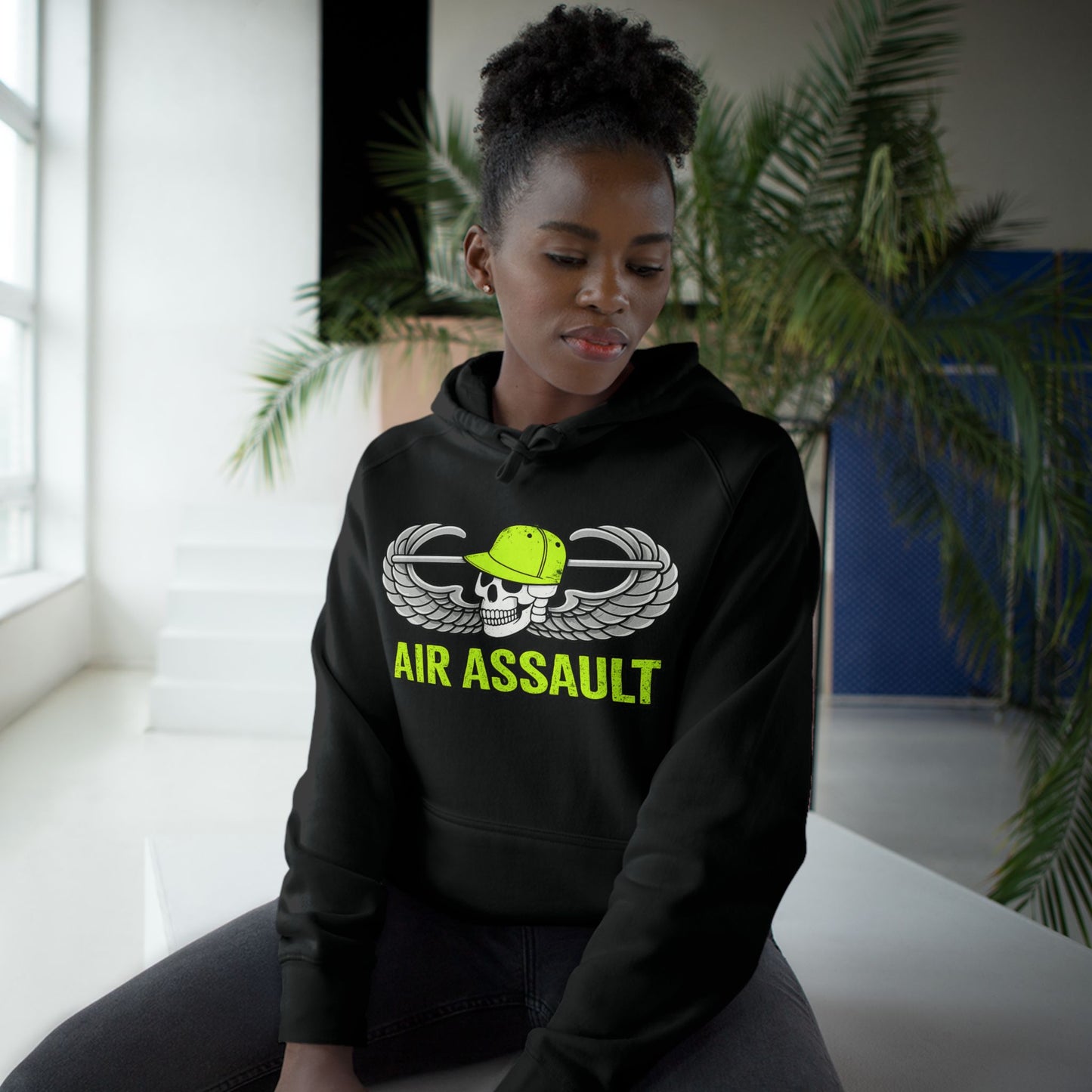 Air Assault Hoodie — Military Paratrooper Wings Skull Design