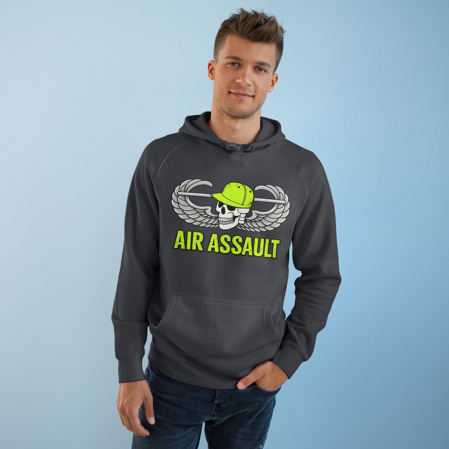 Air Assault Hoodie — Military Paratrooper Wings Skull Design