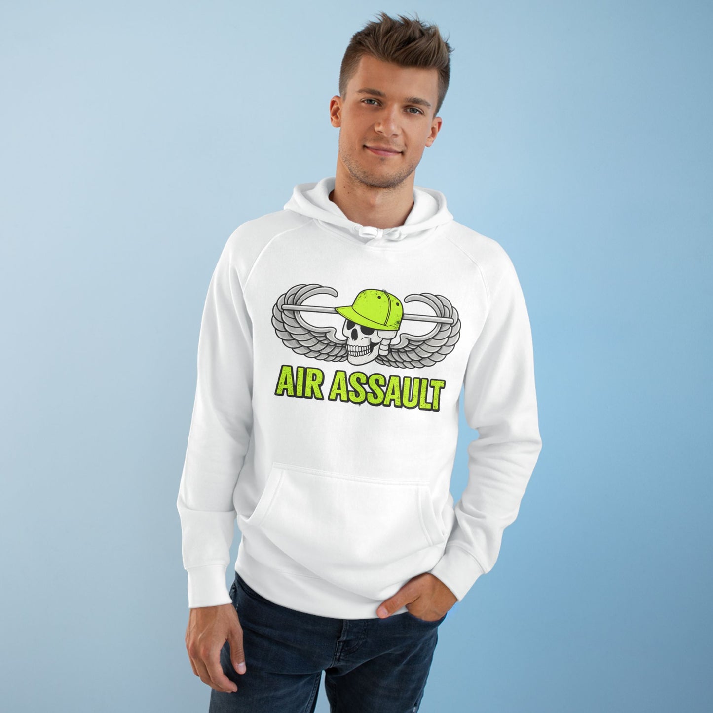 Air Assault Hoodie — Military Paratrooper Wings Skull Design