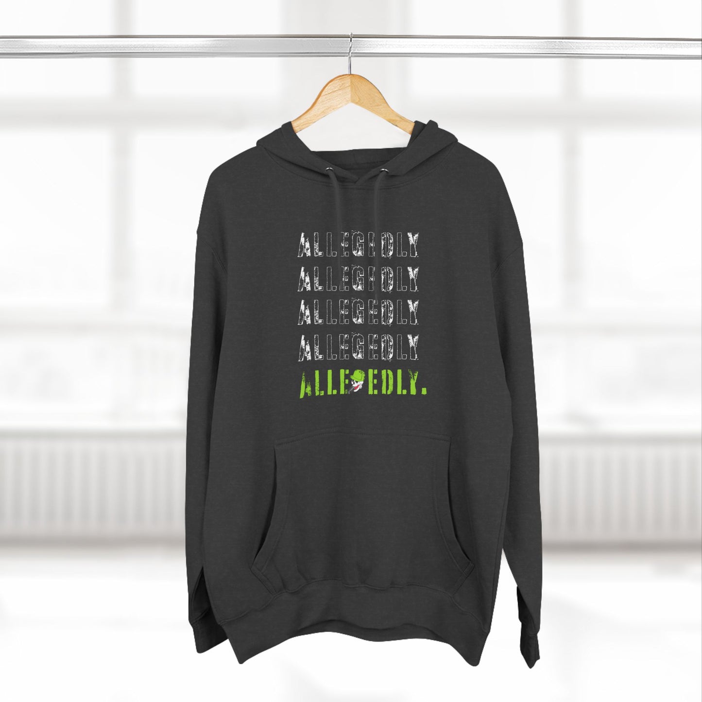 Alle-gedly Repeat Graphic Hoodie — Faded Text Streetwear Pullover