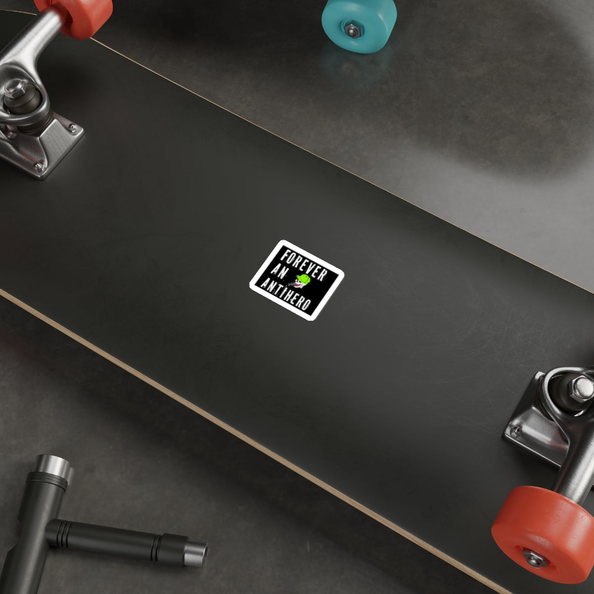 Forever An Antihero Die-Cut Sticker — Skull with Green Helmet